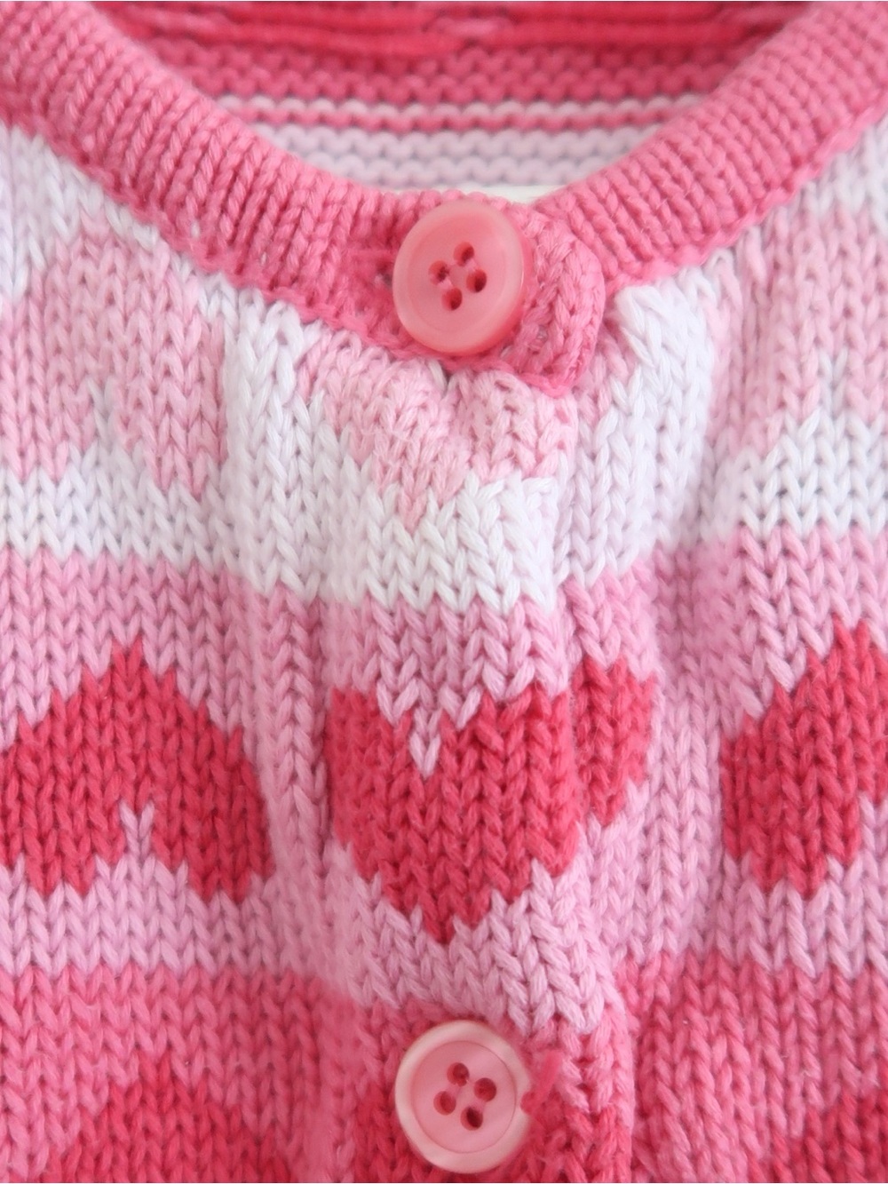 Vintage Talbots Kids Cardigan 24M Pink Heart Cotton Knit Sweater - Picture 3 of 5